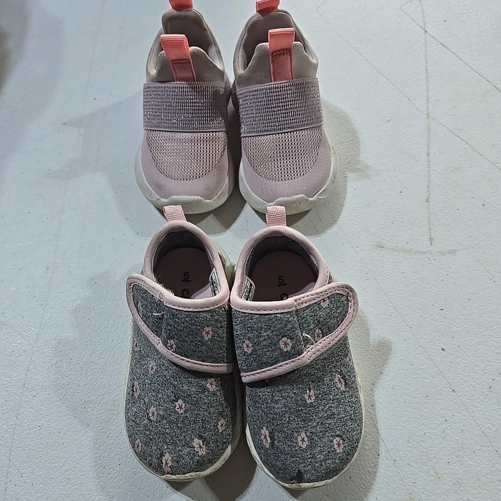 Carter's Baby Girl Floral Gray Walking Sneakers Cat And Jack Pink Size 5c - Picture 1 of 10